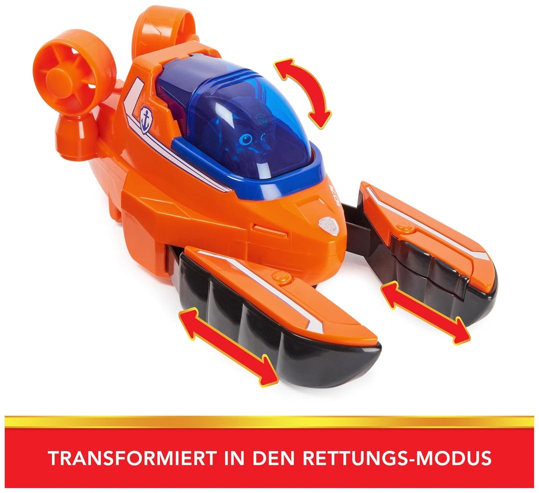 PAW PATROL, Aqua Pups - Basis Fahrzeug Spielzeugauto im Hummer-Design mit Zuma Welpenfigur, Spielzeu