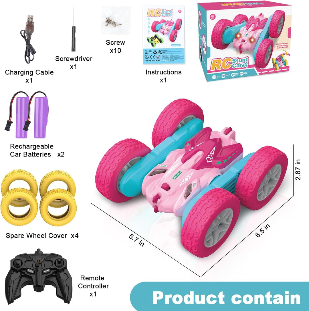 seveclotree Ferngesteuerte Auto für Mädchen Kinder,4WD 2.4 Ghz Fernbedienung 360° Flip RC Stunt Auto