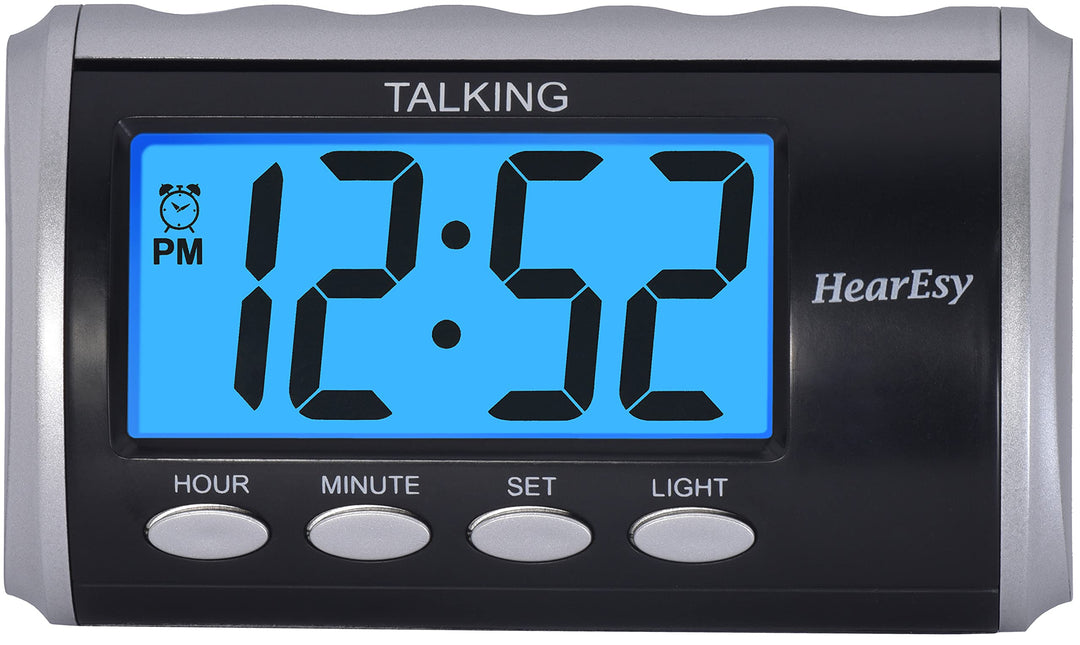 TimeChant 1714-IPS Sprechender Wecker für Sehbehinderte – grosse Ziffern Schreibtischuhr – Tagesuhr