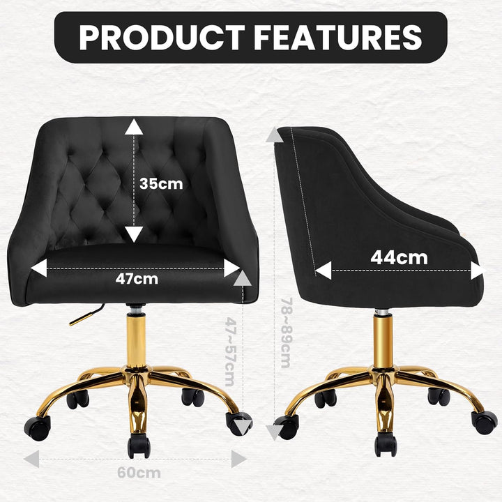 Fiximaster Homeoffice Bürostuhl aus Samt, ergonomischer Schreibtischstuhl höhenverstellbar, Drehstuh