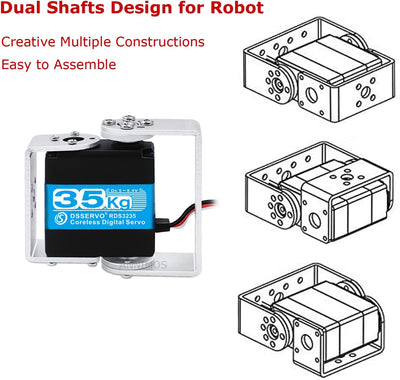 ANNIMOS 35KG Roboter-Servo Kernlos Motor Edelstahlgetriebe mit hohem Drehmoment wasserdichte Digital