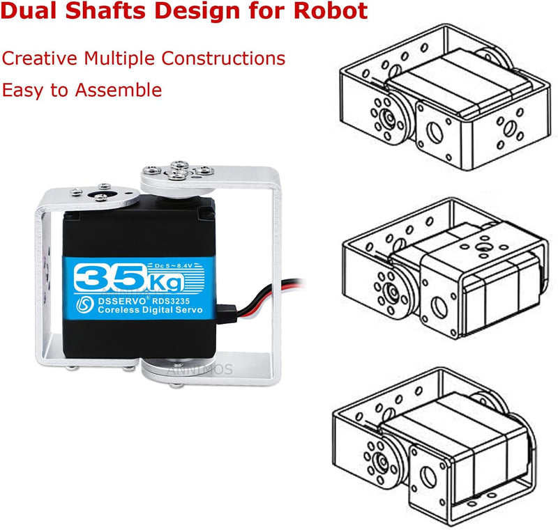 ANNIMOS 35KG Roboter-Servo Kernlos Motor Edelstahlgetriebe mit hohem Drehmoment wasserdichte Digital