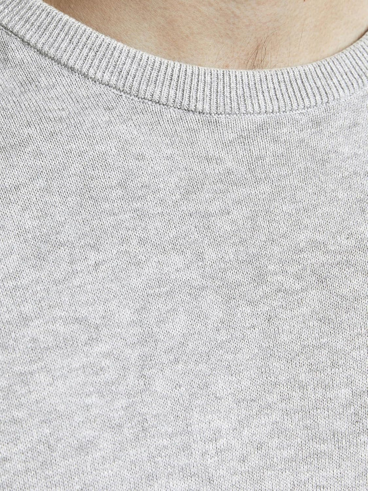 JACK & JONES Herren Jjebasic Knit Crew Neck Noos Pullover M Grau (Light Grey Melange Light Grey Mela