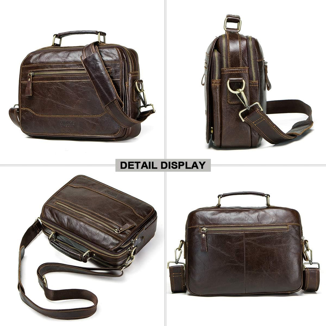 Contacts Herren Umhängetasche aus echtem Leder, für Reisen, 30,5 cm (12 Zoll) Laptop, Kaffeebraun