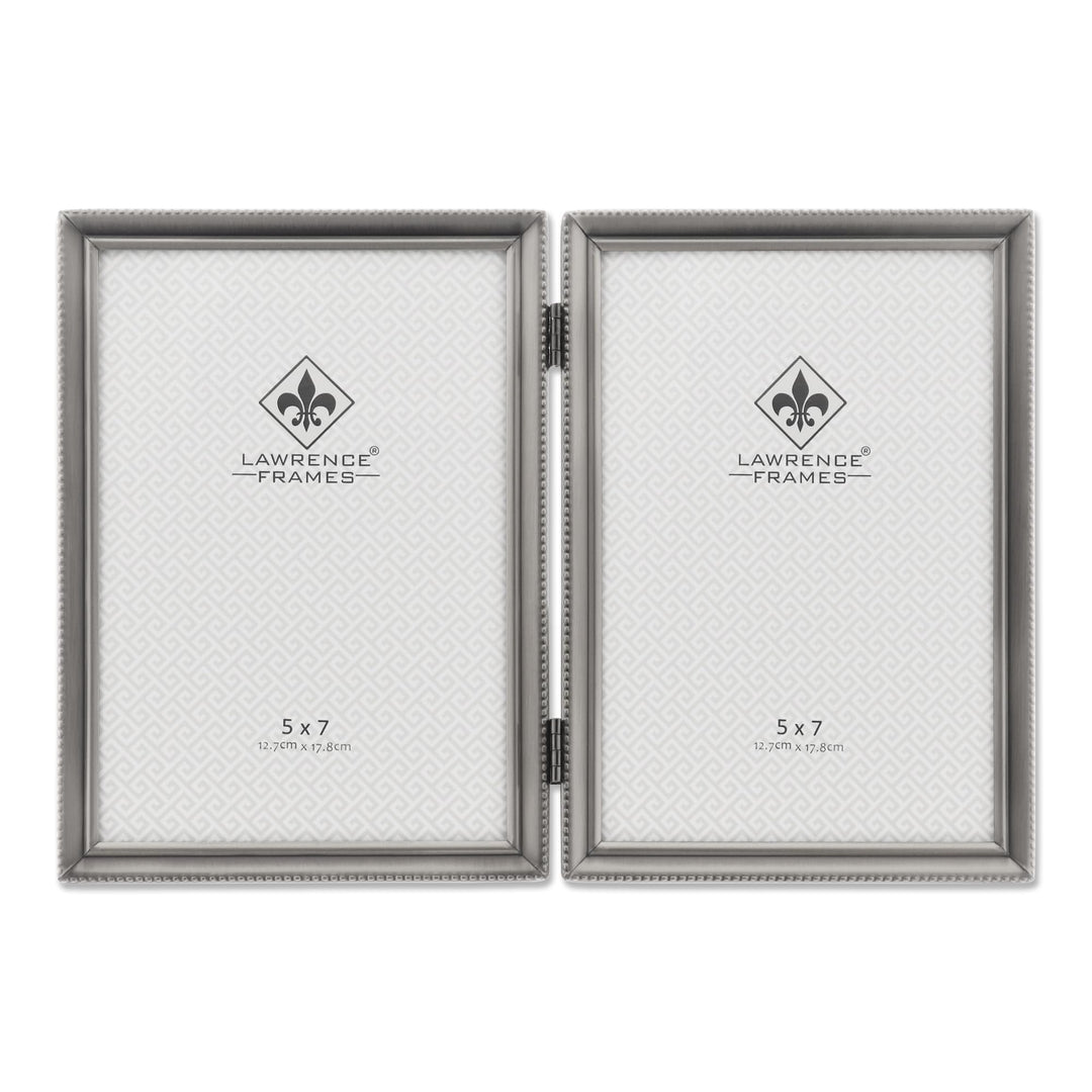 Lawrence Frames Doppel-Bilderrahmen mit Scharnier, 12,7 x 17,8 cm, antikes Zinn zinnfarben 5x7 Doubl