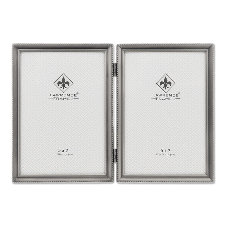 Lawrence Frames Doppel-Bilderrahmen mit Scharnier, 12,7 x 17,8 cm, antikes Zinn zinnfarben 5x7 Doubl