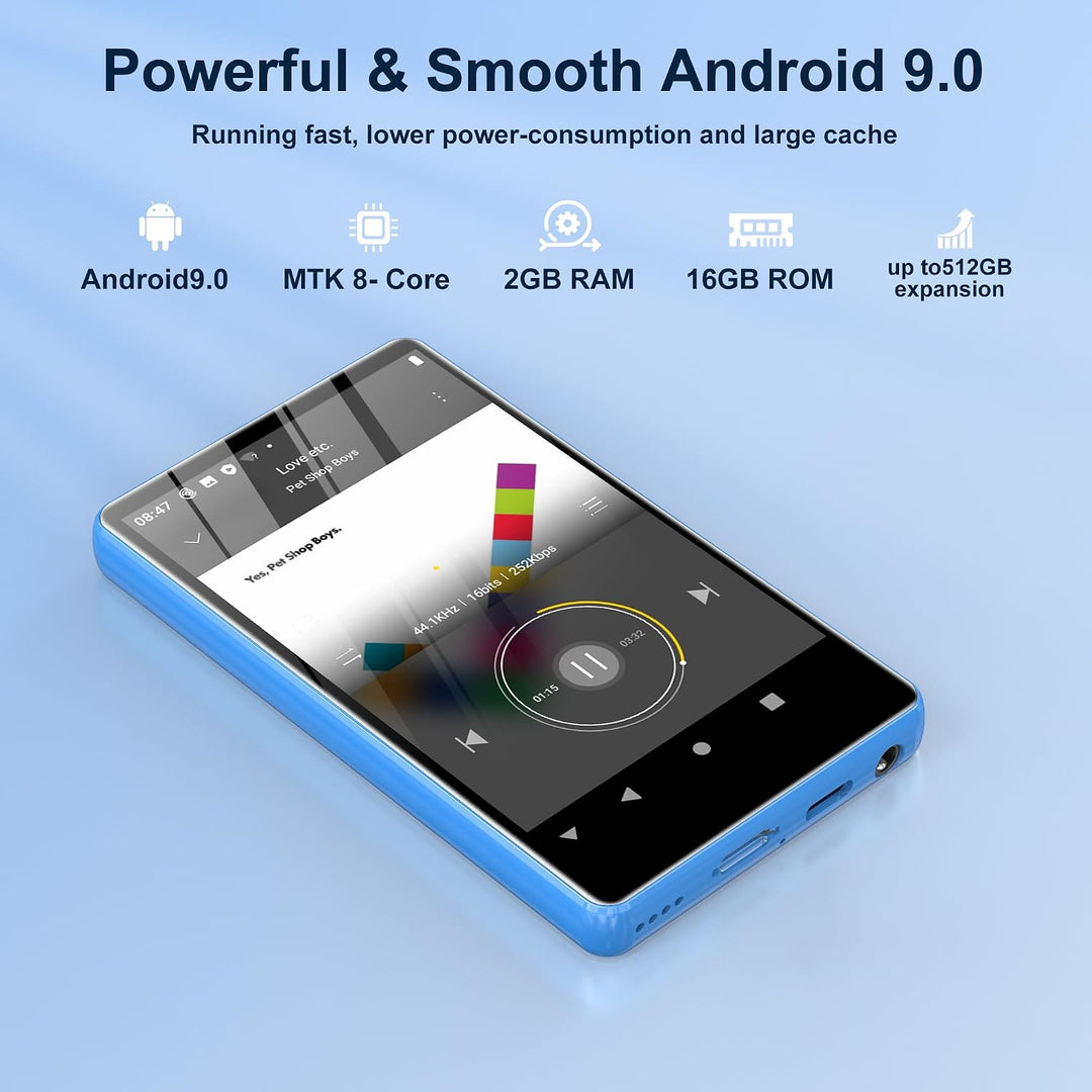 80GB MP3 Player with Bluetooth and WiFi, SWOFY 4.0 Inch Touchscreen MP3 MP4 Player, Portable Stereo,
