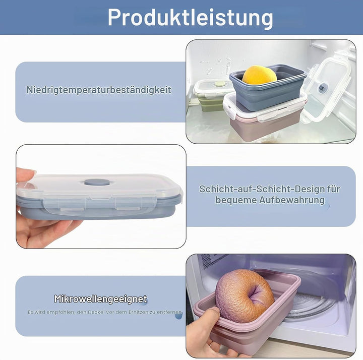 HFDONGL 3 Stück Faltbare Frischhaltedosen mit Deckel Silikon Faltbare Brotdose Set Silikon Frischhal