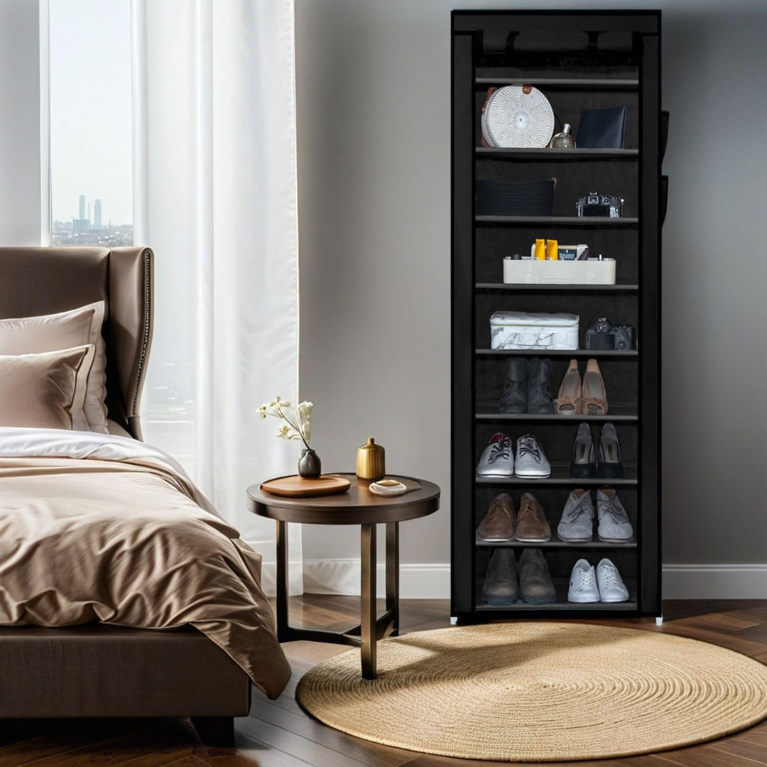 INTIRILIFE Faltschrank 170x58x28 cm in Raben SCHWARZ - mit Reissverschluss Stoffschrank Kleiderschra