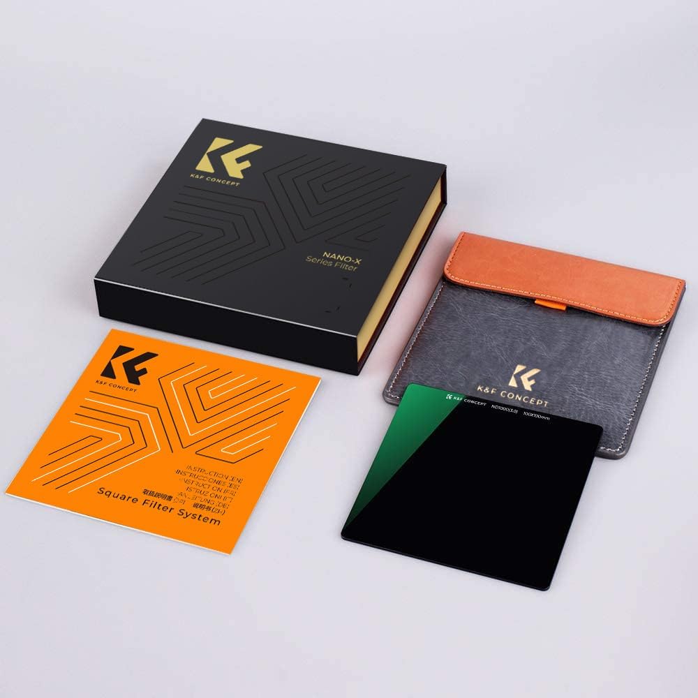K&F CONCEPT Rechteckfilter ND1000 (10 Blendenstufen) 100x100mm Graufilter mit Fester Dichte (Nano-Xc