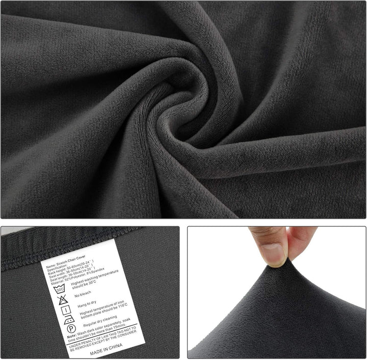 Fuloon Stuhlhussen Samt, Universal Stuhlüberzug,6er Set Samt Stretch Stuhlbezug Protector Cover, Abn