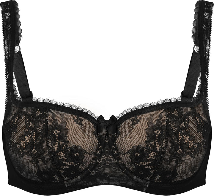 Rosme Lingerie Balconette-BH mit gepolsterten Trägern für Damen, Kollektion Eliza 70C Schwarz, 70C S