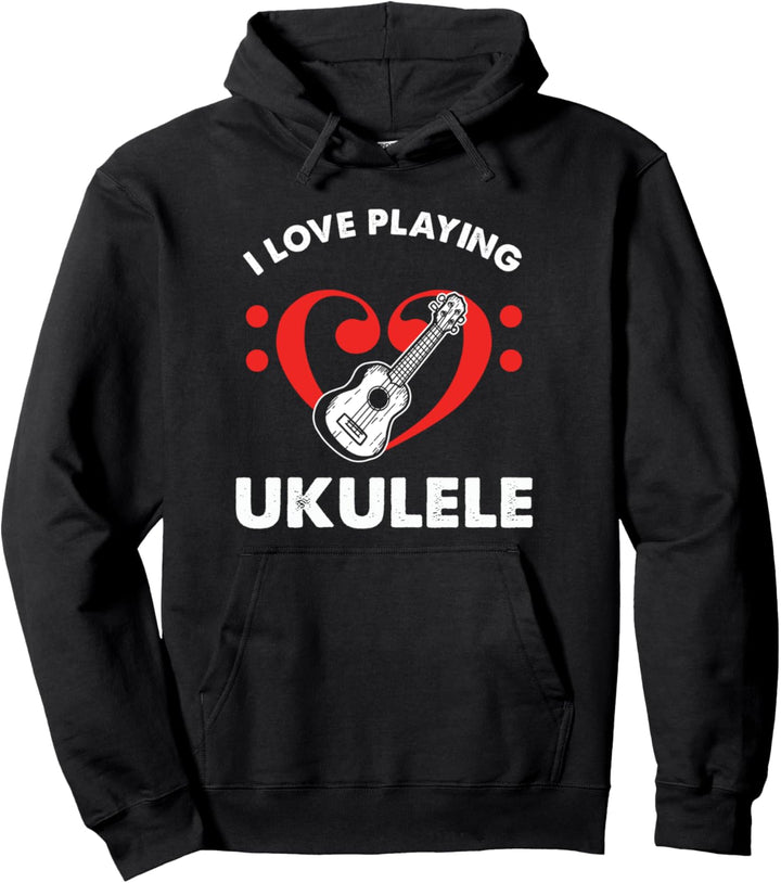 Ich Liebe Spielen Akustik Uke Musikinstrument Gitarrist Pullover Hoodie