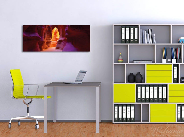 Wallario Glasbild Felsschlucht in Arizona USA - orange und violett - 50 x 125 cm Wandbilder Glas in