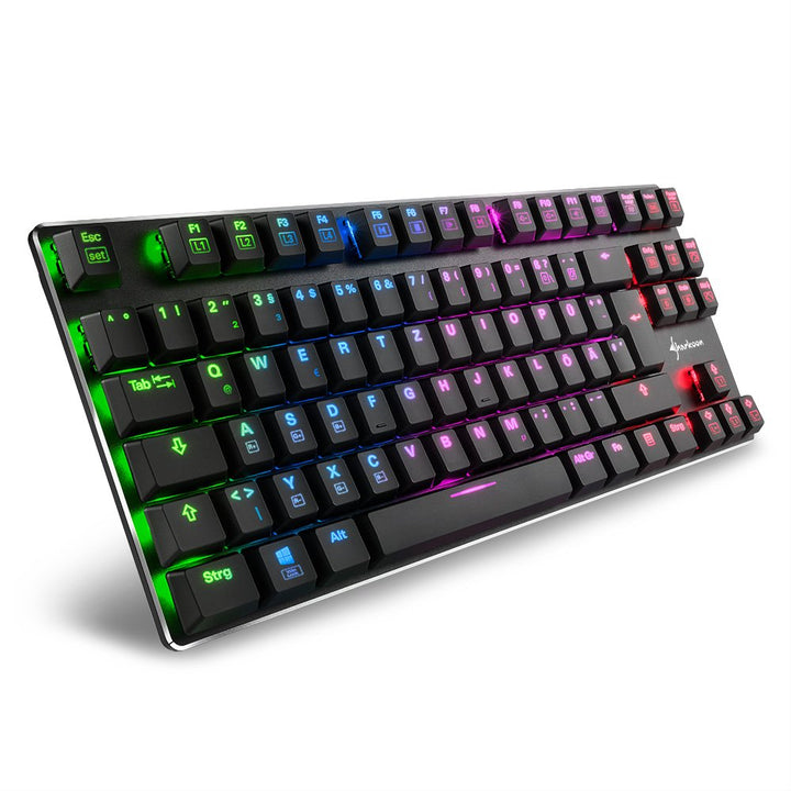 Sharkoon PureWriter RGB TKL Mechanische Low Profile-Tastatur (RGB Beleuchtung, blaue Schalter, flach