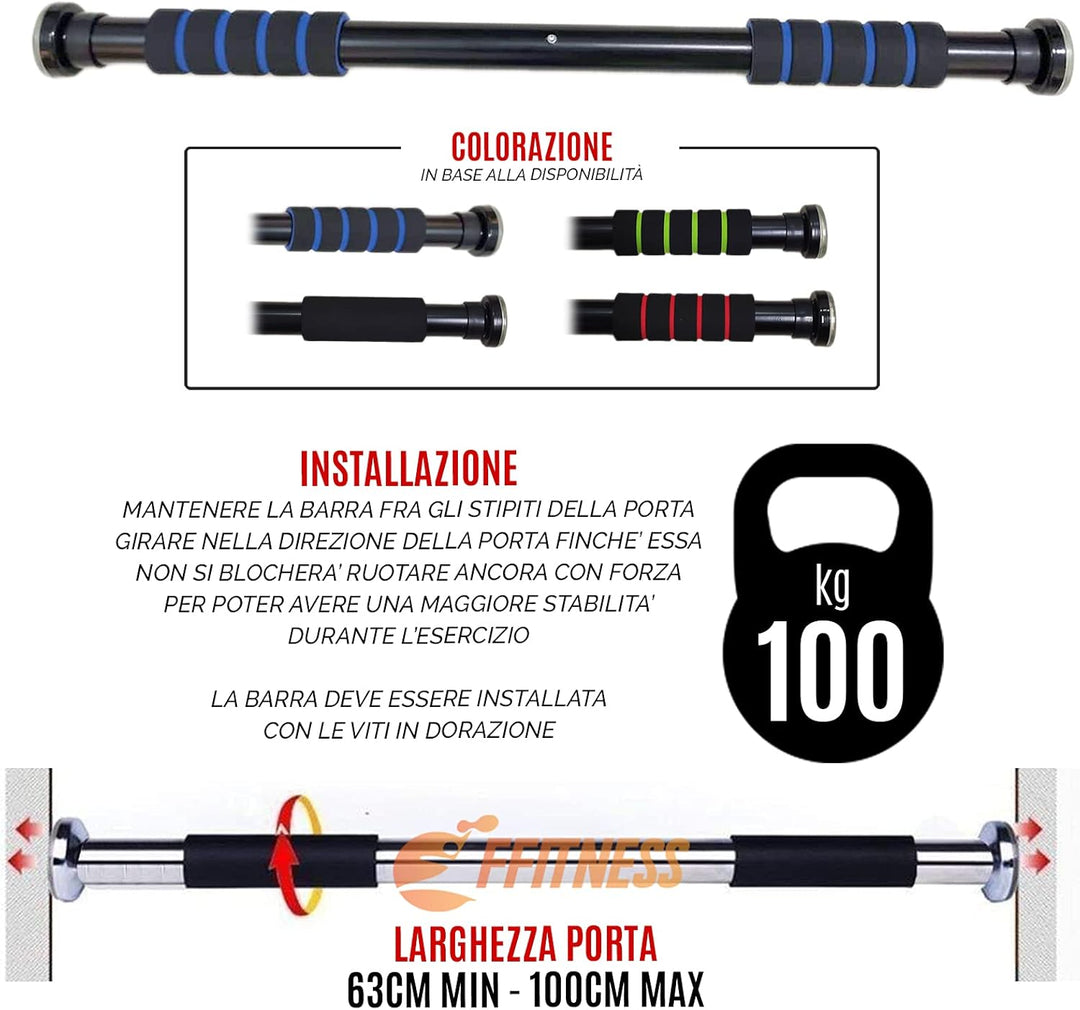 FFitness FSMDK821 | 1 Stange | Klimmzuggerät für die Wand mit 2-Way Stange aus Edelstahl für KörperC
