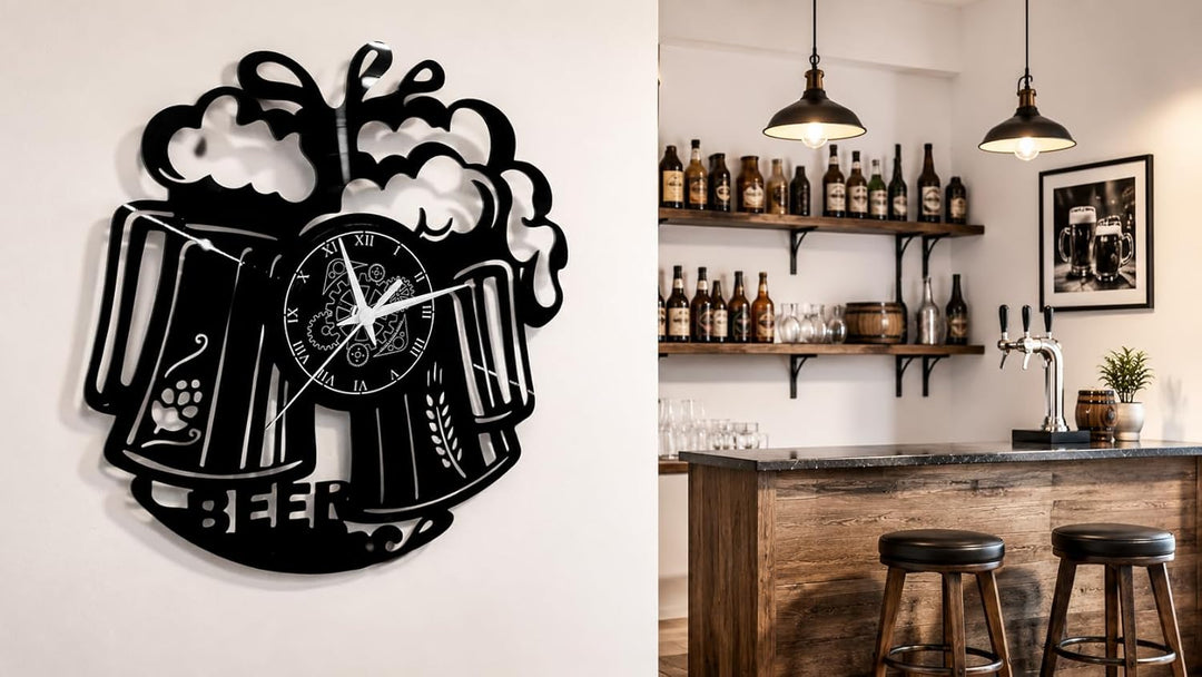Instant Karma Clocks Vinyl Wanduhr, Handgefertigt, Beer Bier, Barman Cocktail Bar