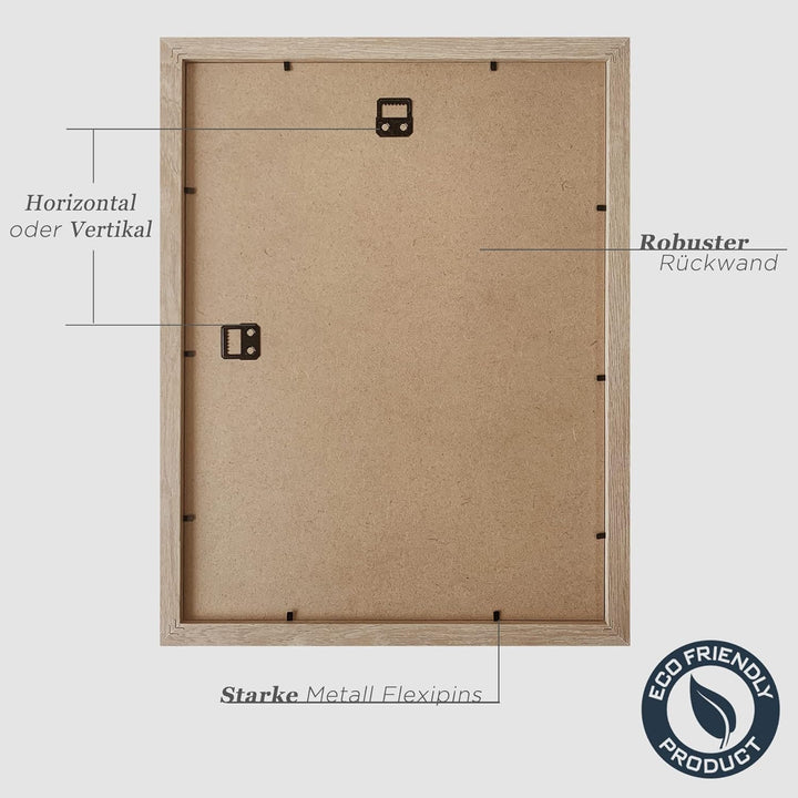 VUVUZULA Bilderrahmen 30x40cm Holz Fotorahmen 12x16 Zoll Holzrahmen MDF Rahmen 30x40cm Natur 3er Set