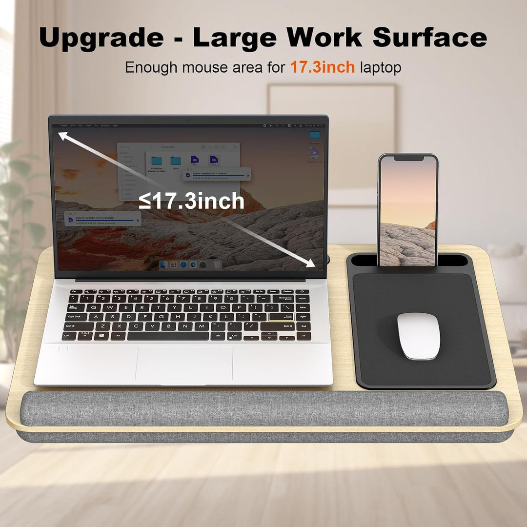Laptopkissen für Bett mit Kissen, PUTORSEN Laptop Kissen Mausunterlage Passen bis zu 17,3 Zoll Noteb
