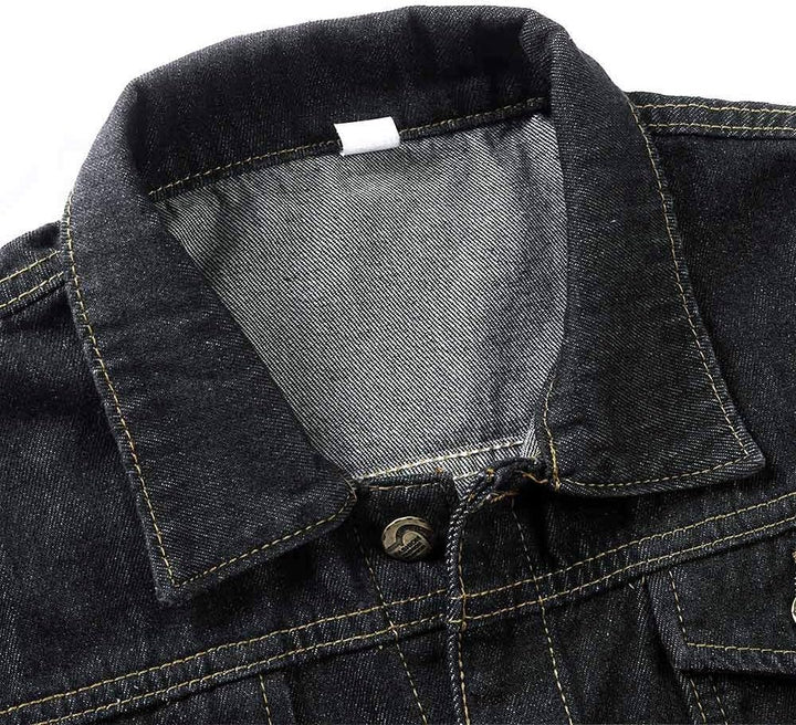 YOUTHUP Herren Denim Weste Zerreissendes Deko Fashion Casual Jeansweste für Freizeit #813 Schwarz S,