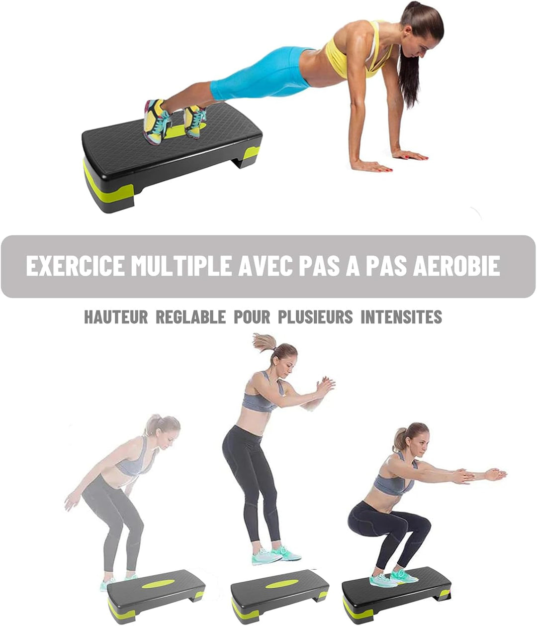 Aerobic Stepper Fitness Board – Steppbrett Aerobic Höhenverstellbar auf 10/15 cm – Für Home Gym &amp; Bü
