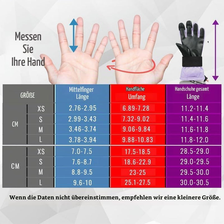 devembr Skihandschuhe mit Handgelenkschützern, Warme Snowboardhandschuhe für Herren und Damen (XS/S/