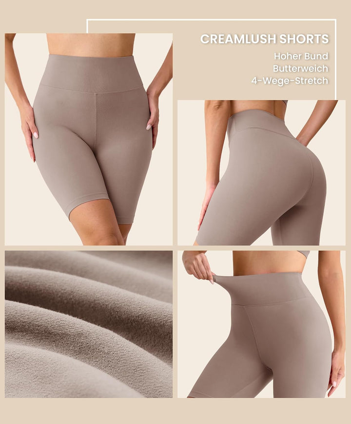 BAYDI Creamlush 20 cm High Waist Radlerhose Damen | Weich und elastisch, bequeme kurze Sporthose, be