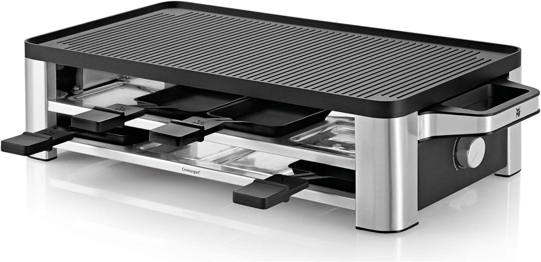 WMF Lono Raclette Grill mit Pfännchen und Schiebern, Raclette 8 Personen, 15 W, edelstahl
