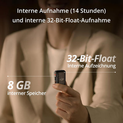 DJI Mic 2, lavalier mikrofon wireless, Rauschunterdrückung, 48kHz Interne 32-Bit-Float-Aufnahme, 250