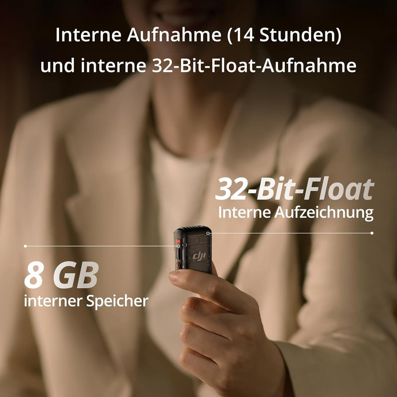 DJI Mic 2, lavalier mikrofon wireless, Rauschunterdrückung, 48kHz Interne 32-Bit-Float-Aufnahme, 250