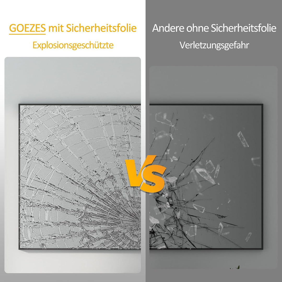 Goezes Schwarz Wandspiegel 60x100 cm Spiegel mit Metallrahmen, Rechteckig Dekorative HD Spiegel Bads