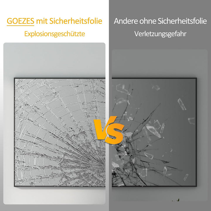 Goezes Schwarz Wandspiegel 60x100 cm Spiegel mit Metallrahmen, Rechteckig Dekorative HD Spiegel Bads