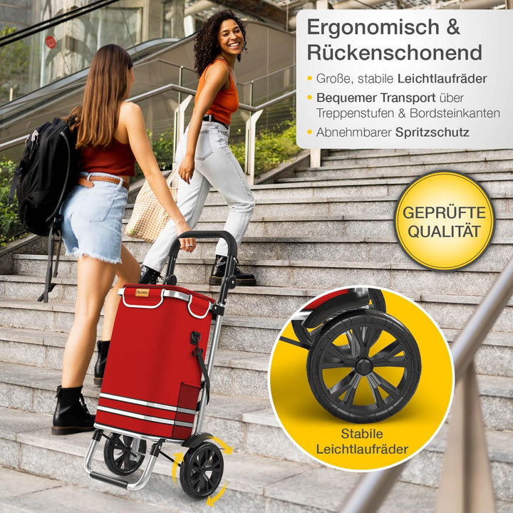 ELONEO Einkaufstrolley klappbar, Einkaufswagen mit Kühlfach, 3in1 Trolley, Sackkarre & Umhängetasche