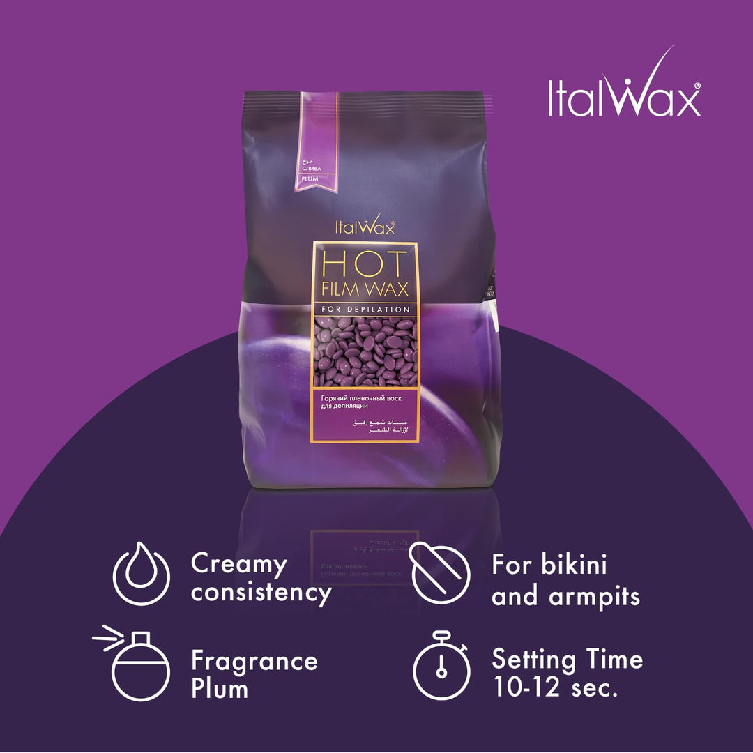 Italwax Plum – 1Kg - Waxing Perlen für Haarentfernung - Natürliche Formulierung für alle Hauttypen -