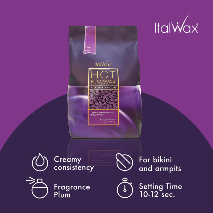 Italwax Plum – 1Kg - Waxing Perlen für Haarentfernung - Natürliche Formulierung für alle Hauttypen -