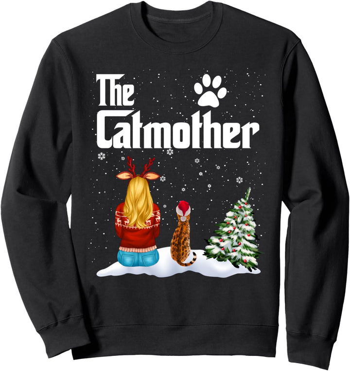 The Catmother Bengal Cat Mom Christmas Funny Kitty Xmas Sweatshirt