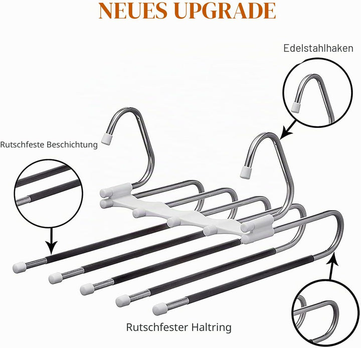 [Upgrade] Azeroth Hosenbügel, platzsparend, S-Typ, Edelstahl, Anti-Rutsch-Design, Kleiderschrank, Or