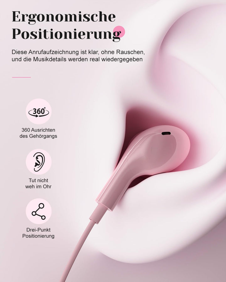 USB C Kopfhörer für iPhone 15 16 17 Pro Max Air Stereo USBC Headset In-Ear Kopfhörer mit Kabel USB C