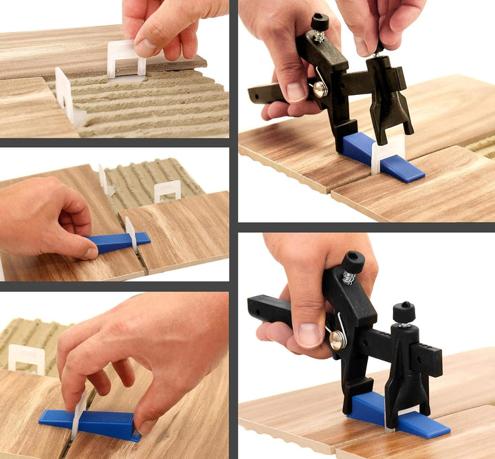 Lantelme Starter Kit Set mit 100 Stück Fliesennivelliersystem Zuglaschen für 1,5mm Fugenbreite und 5