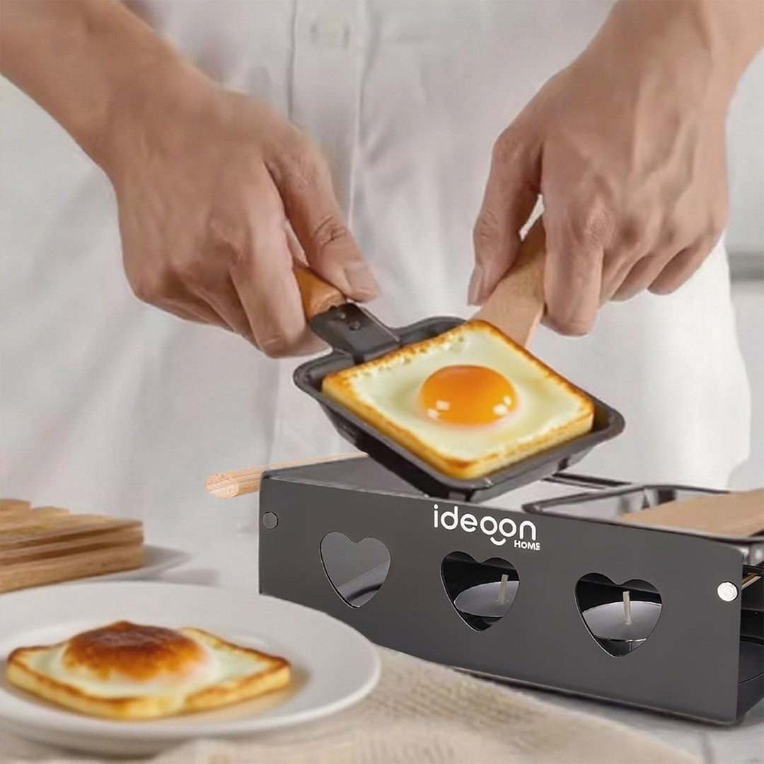 ideoon 3er-Set Raclette-Teelicht für 2 Personen, Raclette Set ohne Strom inkl. Teelichtern und Schab