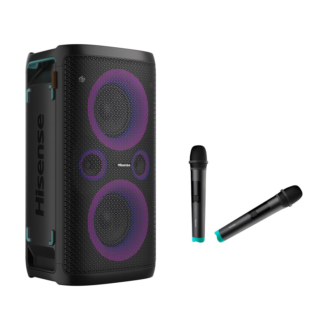 Hisense HP 110 Party Rocker One Plus- Tragbarer Party Lautsprecher mit Karaoke Modus inkl. 2 Mikrofo