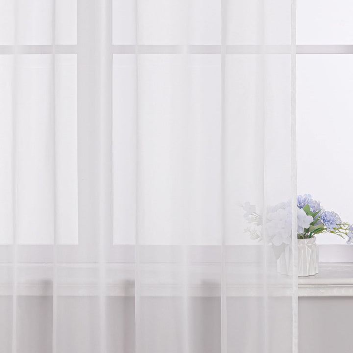 Stores Voile Gardine Schal Transparenter Vorhang mit Satinband Kräuselband H/B 245/300 cm Gelb H245