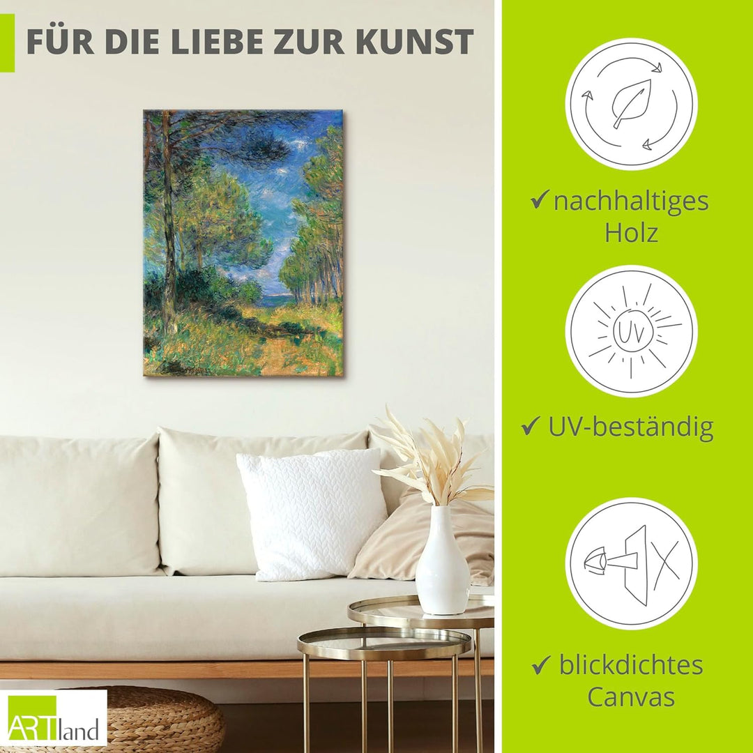 ARTland Leinwandbilder Wandbild Bild auf Leinwand 45x60 cm Wanddeko Natur Bäume Gräser Sommer Nadelb