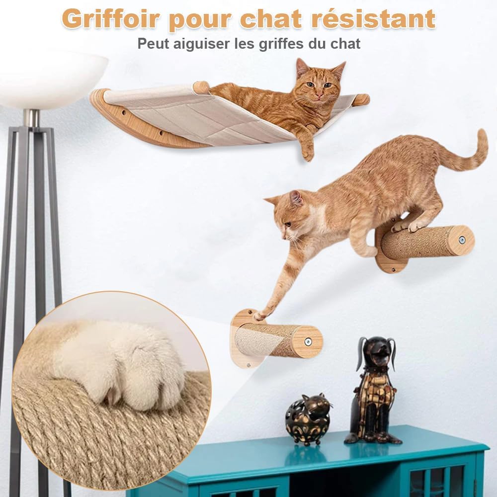 Kletterwand Katzen,Premium Kletterwand Katzen Set mit Katzenbrettern für die Wand,Premium Wandpark z