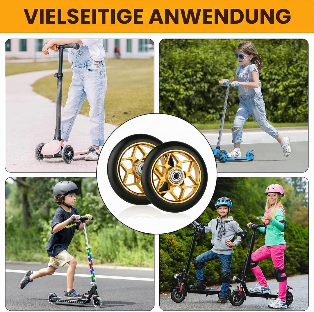 2 Stück Rutschfest Stunt Scooter Rollen, Stossdämpfend 110 mm Stunts Scooters Reifen Geräuscharm Gol
