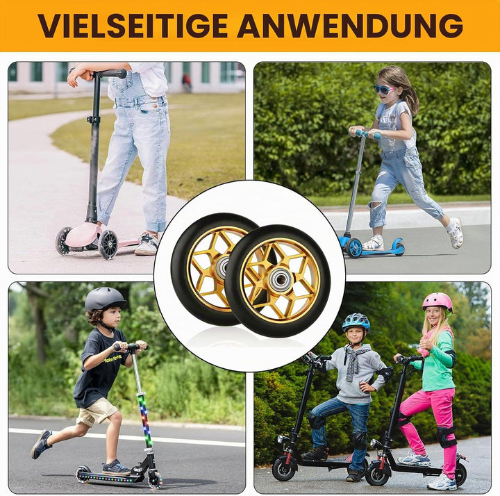 2 Stück Rutschfest Stunt Scooter Rollen, Stossdämpfend 110 mm Stunts Scooters Reifen Geräuscharm Gol