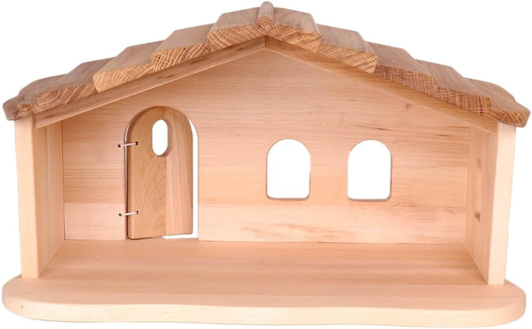 Holzspielzeug Peitz Weihnachtskrippe aus Holz | Krippenstall mit Stall und Hauptraum | Vielseitig al