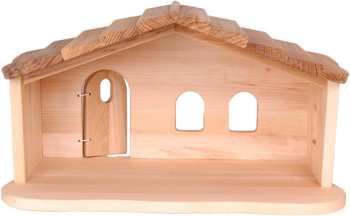 Holzspielzeug Peitz Weihnachtskrippe aus Holz | Krippenstall mit Stall und Hauptraum | Vielseitig al