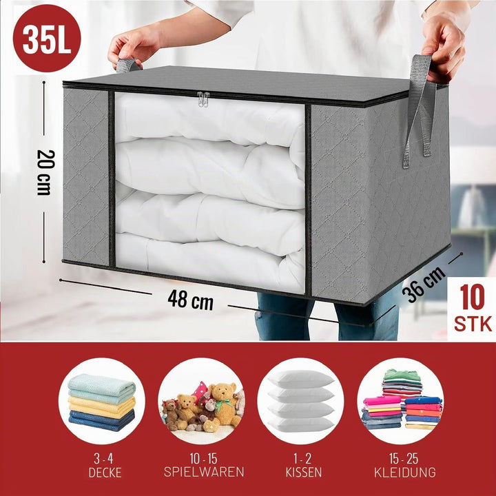edihome, Aufbewahrungstasche, (10 Stück), Kleideraufbewahrung, Kleiderschrank organizar, Unterbett A