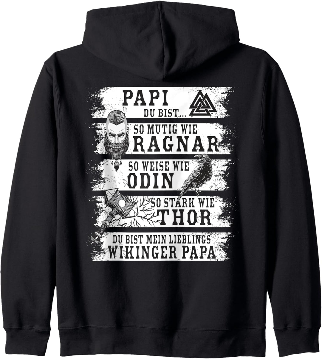 Wikinger Papa Vatertag Retro Viking Dad Spruch (Rückendruck) Kapuzenjacke